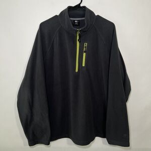 Starter 1/4 Zip Fleece Pullover Jacket Mens Size XL Gray Green Zipper Pockets